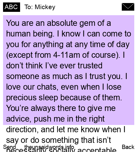 unsent message to Mickey