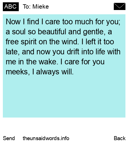 unsent message to Mieke
