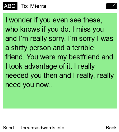 unsent message to Mierra
