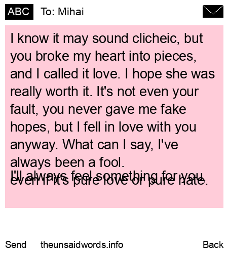 unsent message to Mihai
