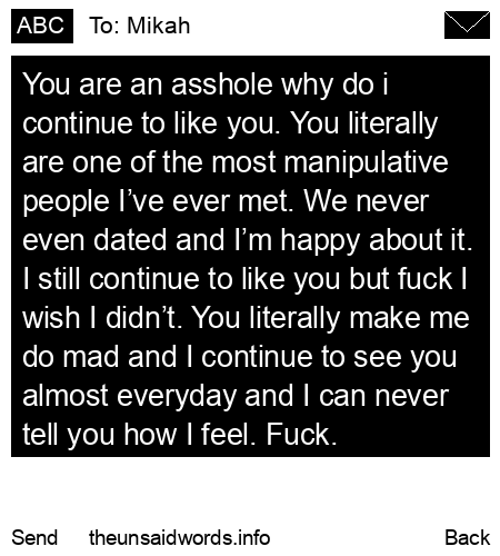 unsent message to Mikah