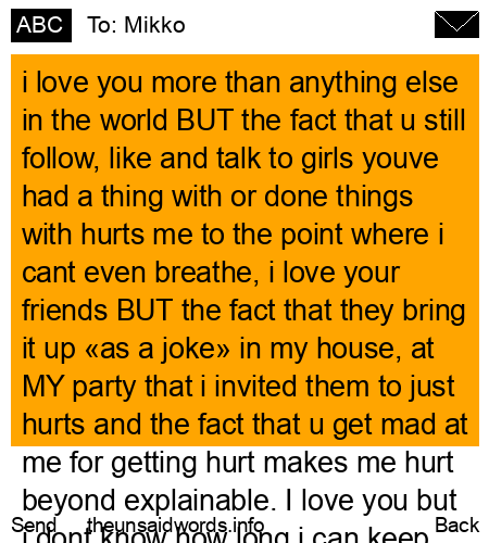 unsent message to Mikko