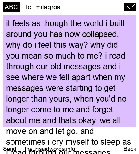 unsent message to milagros