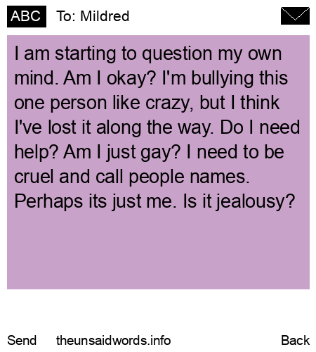 unsent message to Mildred