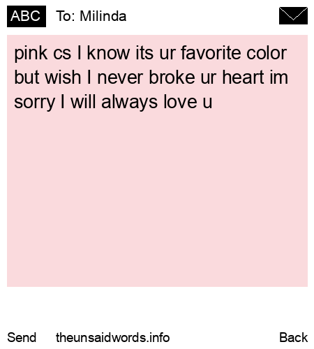 unsent message to Milinda