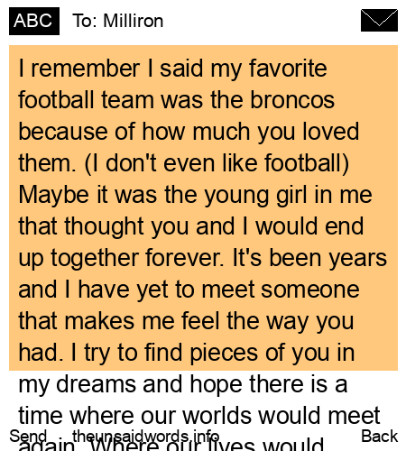 unsent message to Milliron