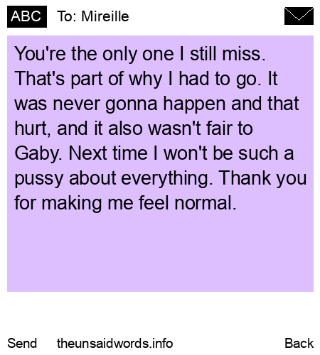 unsent message to Mireille