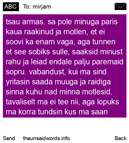 unsent message to mirjam