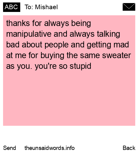 unsent message to Mishael