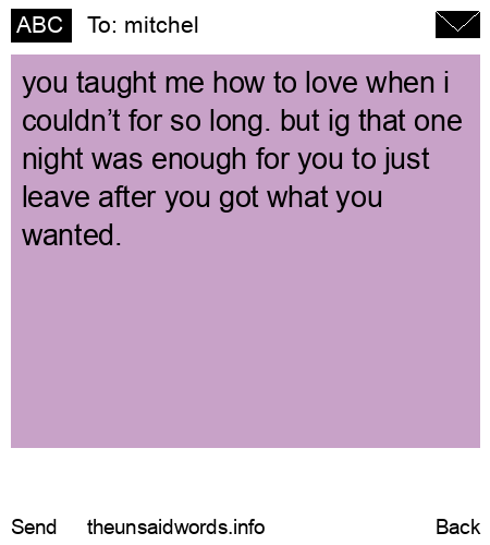 unsent message to mitchel