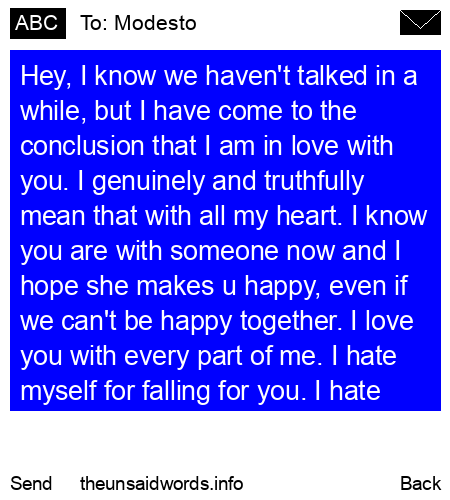 unsent message to Modesto