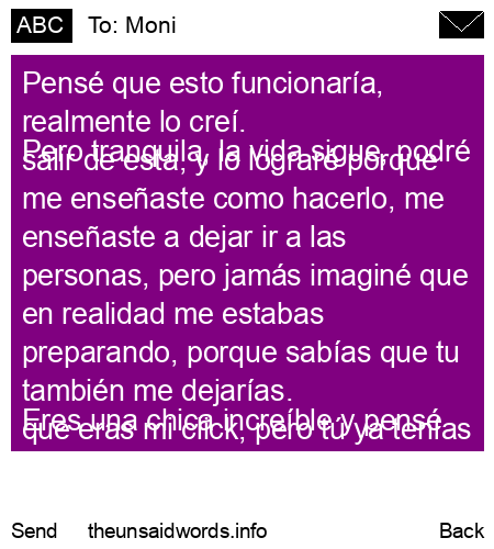 unsent message to Moni