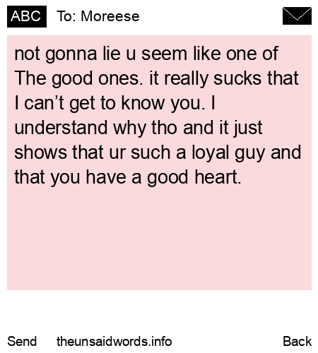unsent message to Moreese