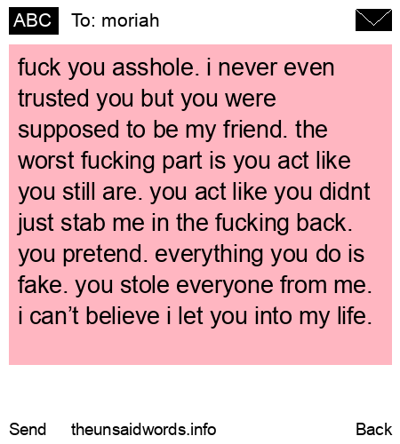 unsent message to moriah