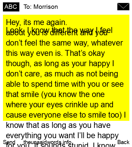 unsent message to Morrison