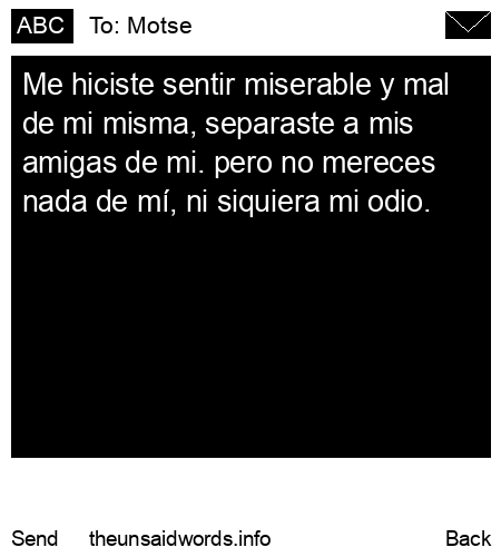 unsent message to Motse