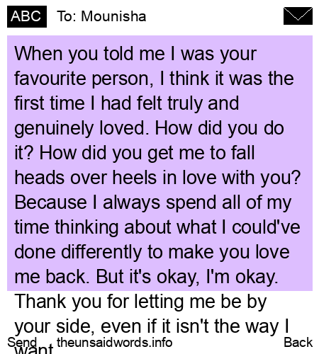 unsent message to Mounisha