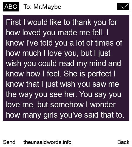 unsent message to Mr.Maybe