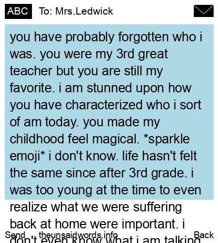 unsent message to Mrs.Ledwick