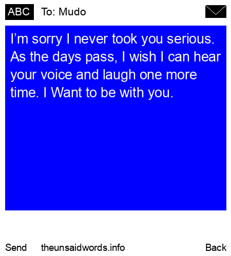 unsent message to Mudo
