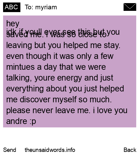 unsent message to myriam