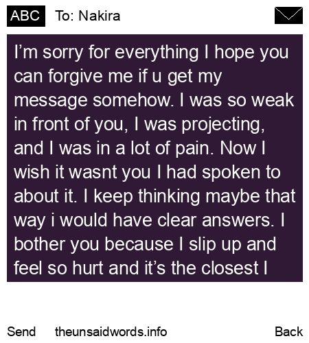 unsent message to Nakira