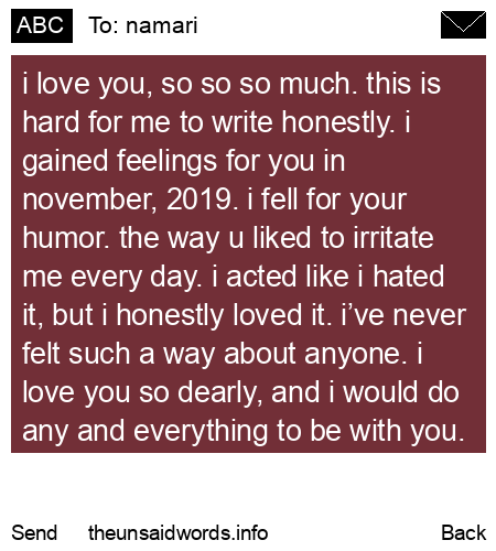 unsent message to namari