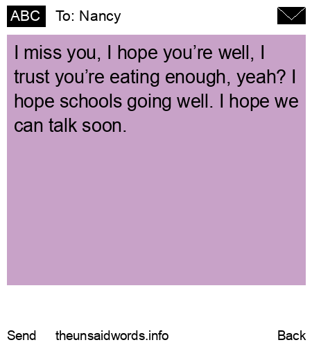 unsent message to Nancy