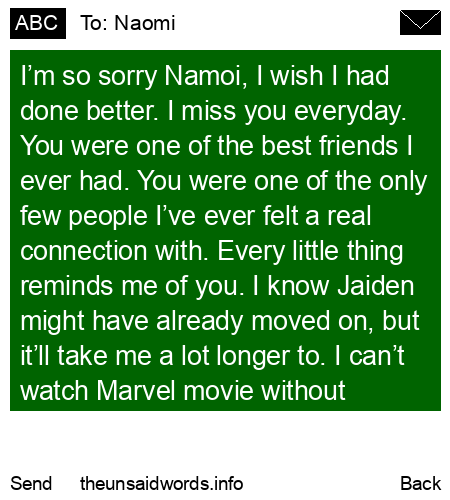 unsent message to Naomi