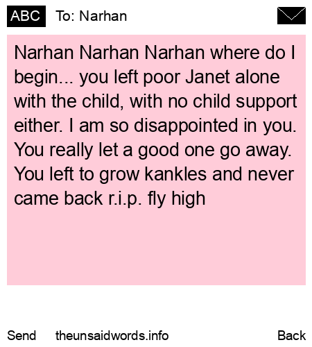 unsent message to Narhan