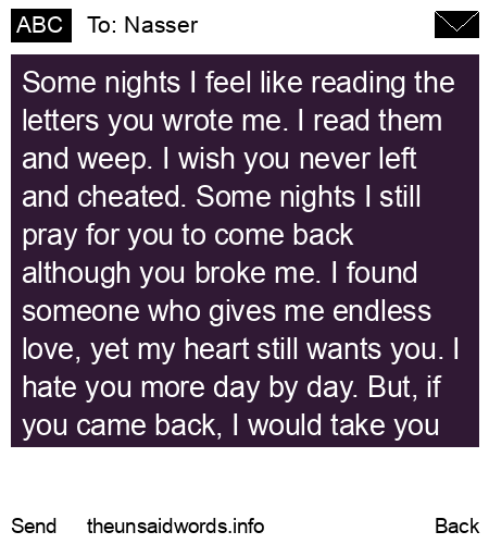 unsent message to Nasser