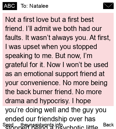 unsent message to Natalee