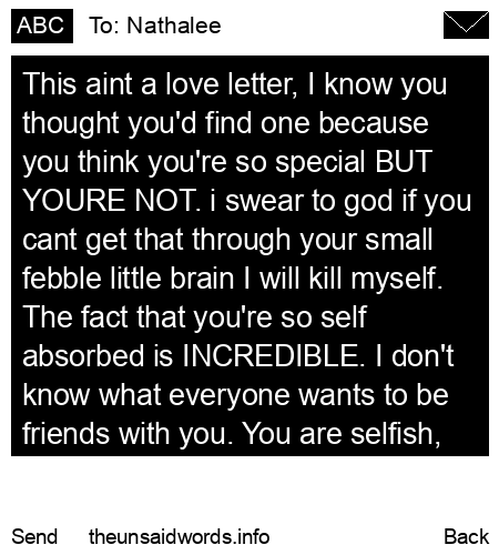 unsent message to Nathalee