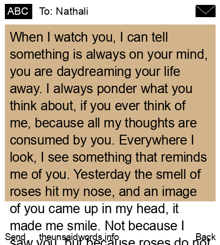 unsent message to Nathali