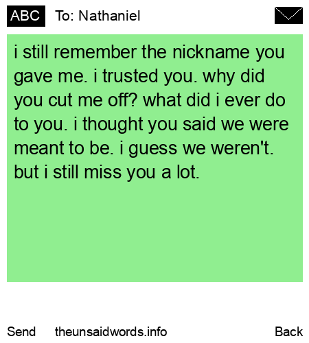 unsent message to Nathaniel