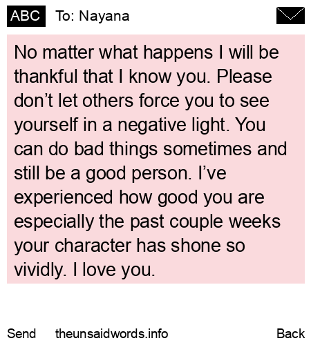 unsent message to Nayana