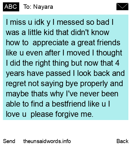 unsent message to Nayara