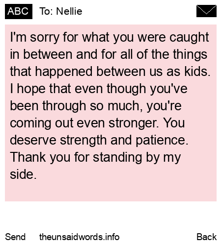 unsent message to Nellie