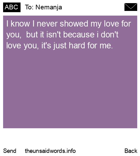 unsent message to Nemanja