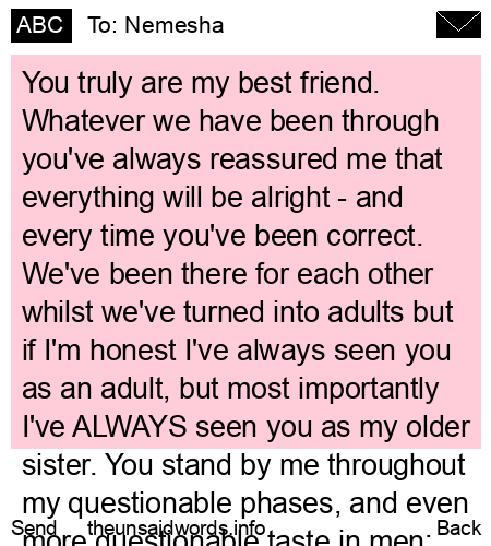 unsent message to Nemesha