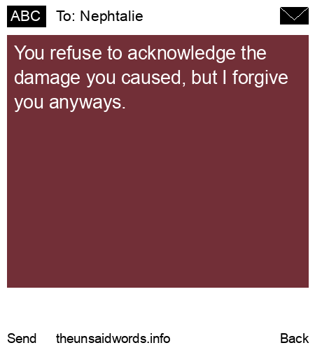 unsent message to Nephtalie 