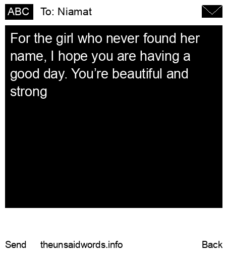 unsent message to Niamat