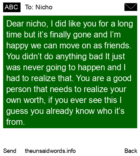 unsent message to Nicho