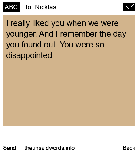 unsent message to Nicklas