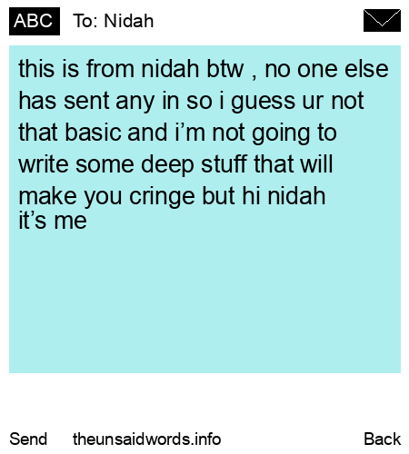 unsent message to Nidah