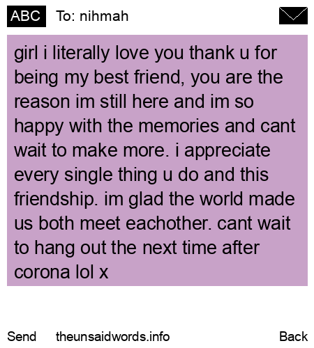 unsent message to nihmah