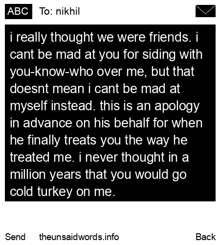unsent message to nikhil