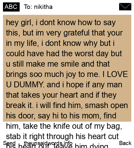 unsent message to nikitha