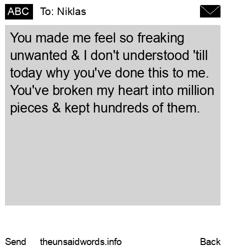 unsent message to Niklas