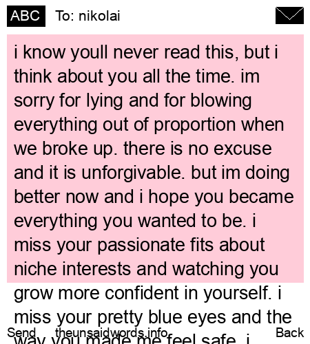 unsent message to nikolai